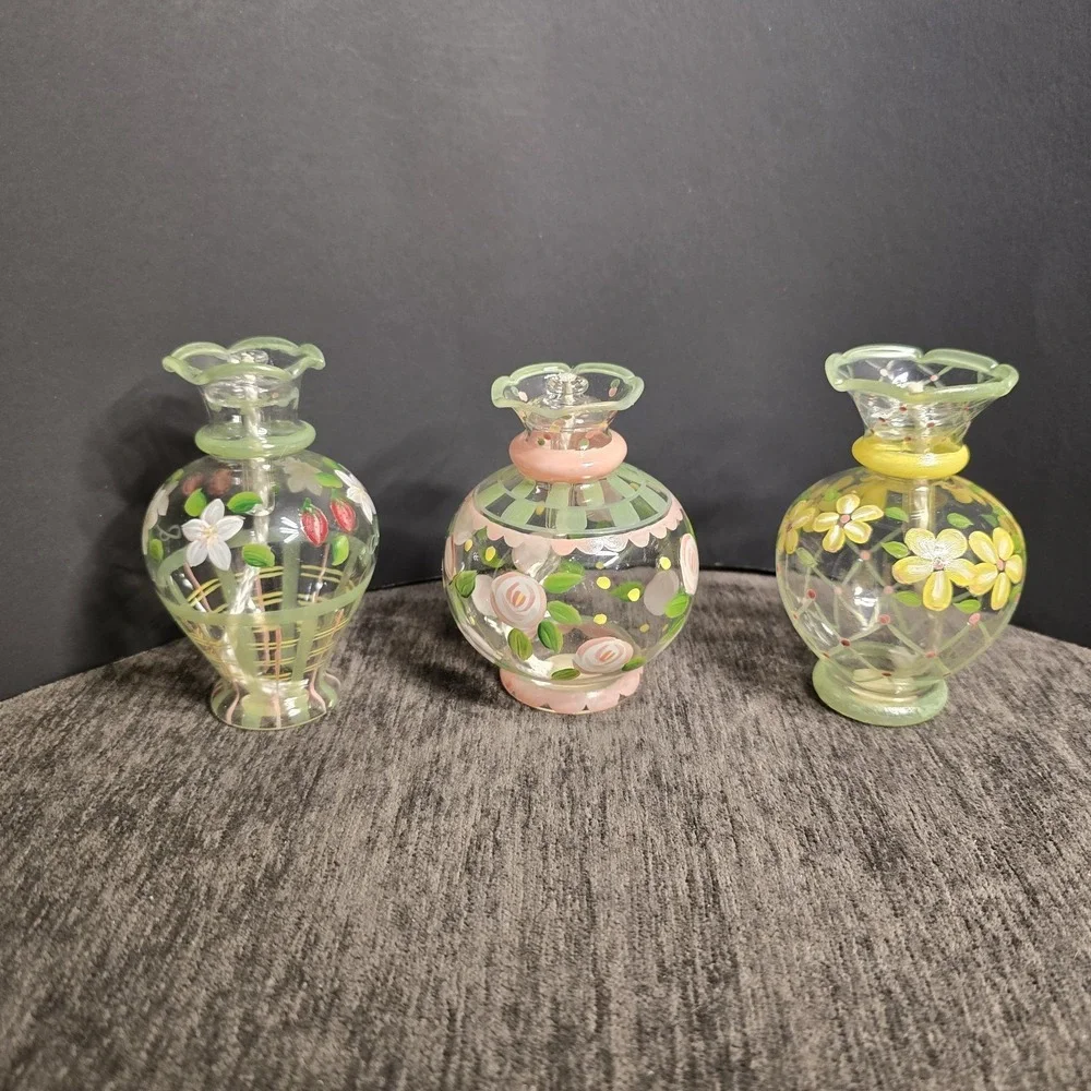 Princess House Exclusive Mini Crystal Vase Oil Lamps Hand Painted